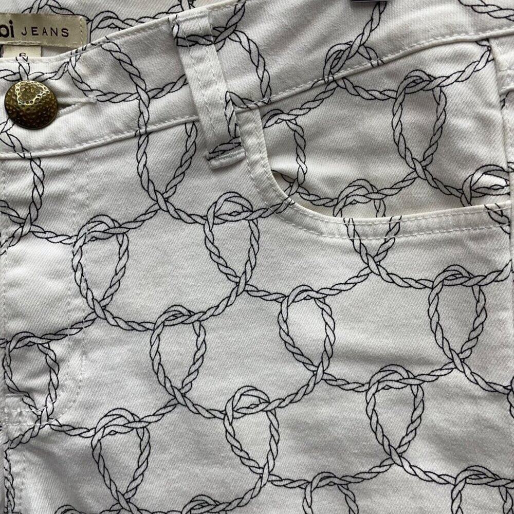 CAbi #761 Nautical Rope Print Bootlet Denim Cropped Pants Size 6 - Picture 5 of 12